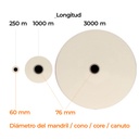 Diámetro del mandril del canuto de la bobina para laminar Premium Offset Brillo 24 µ 450 mm x 3000 m