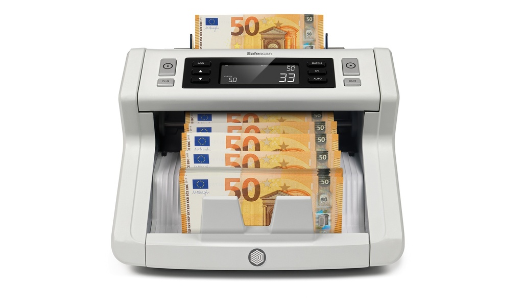 Contadora de billetes Safescan 2210 contando billetes de 50 euros