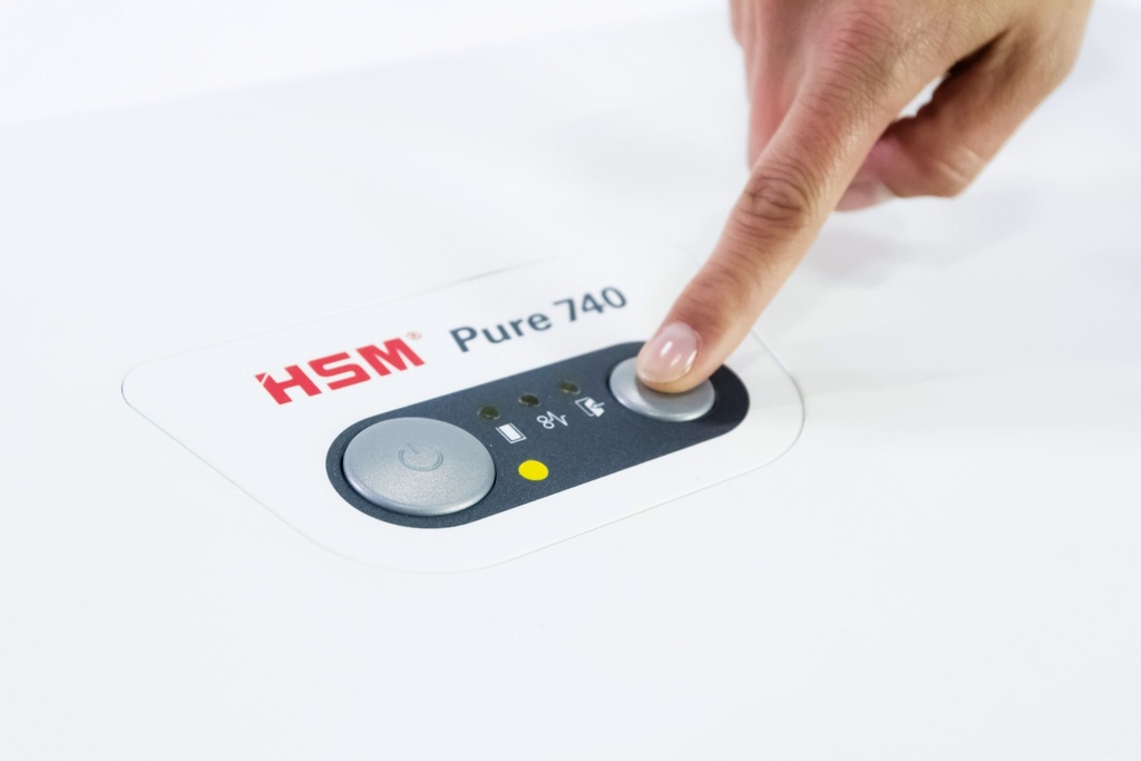 Destructora de documentos personales HSM Pure 720 con cabezal de corte en partículas de 4,5 x 30 mm.