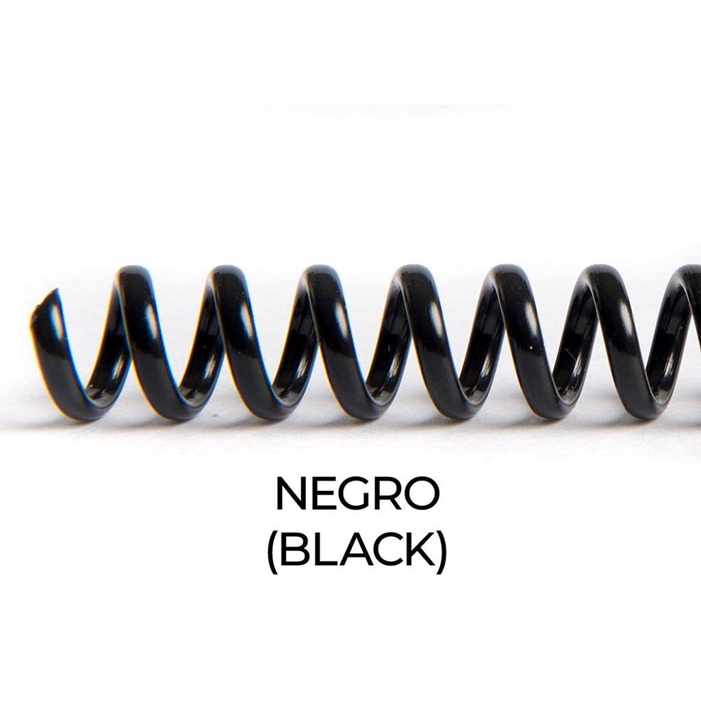 Espiral de encuadernación fabricado en plástico negro de 10 mm. de diámetro