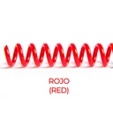 Espiral de encuadernación fabricado en plástico rojo de 10 mm. de diámetro