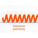 Espiral de encuadernación fabricado en plástico naranja de 10 mm. de diámetro