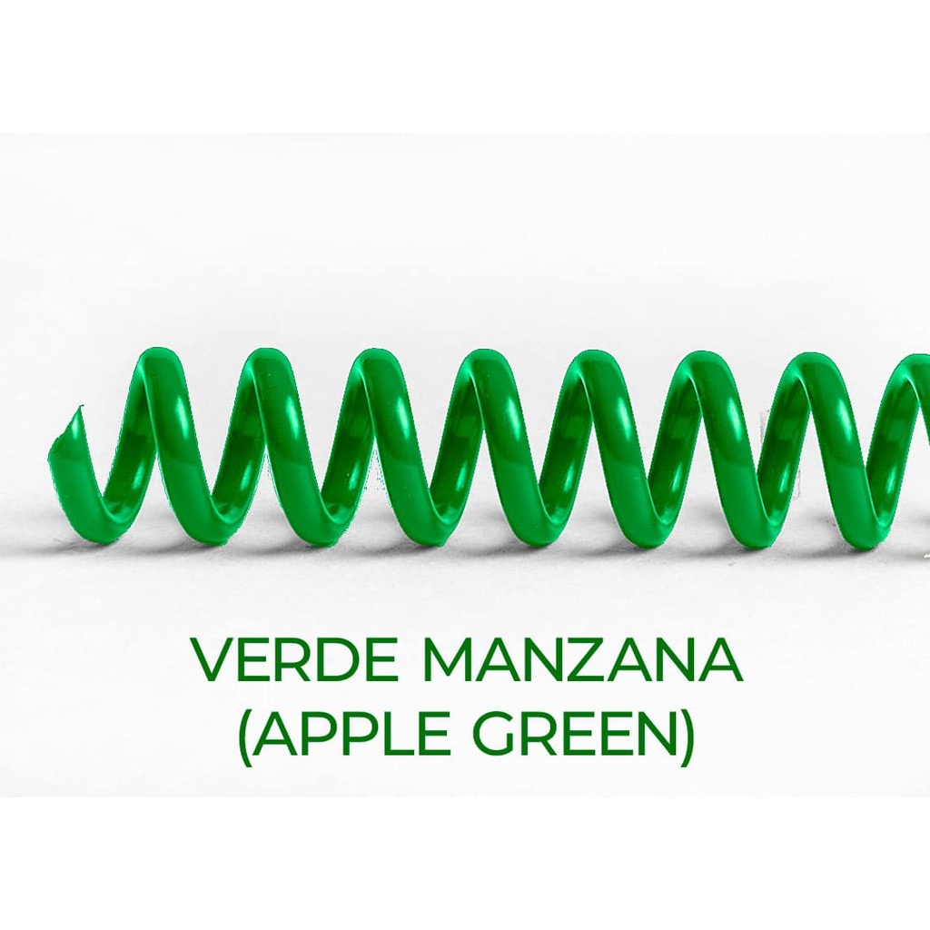 Espiral de encuadernación fabricado en plástico verde manzana de 10 mm. de diámetro