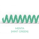 Espiral de encuadernación fabricado en plástico verde menta pastel de 10 mm. de diámetro