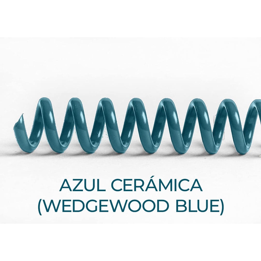 Espiral de encuadernación fabricado en plástico azul cerámica de 10 mm. de diámetro
