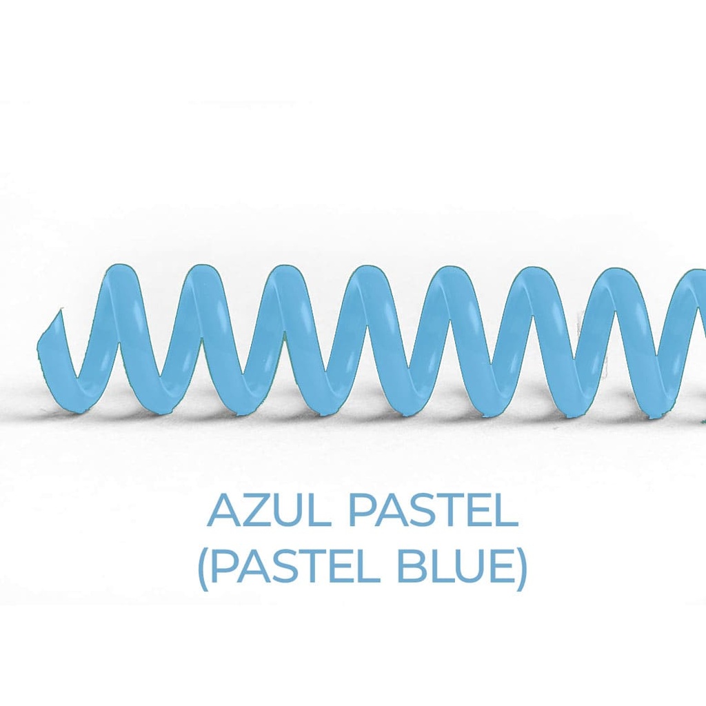 Espiral de encuadernación fabricado en plástico azul pastel de 10 mm. de diámetro