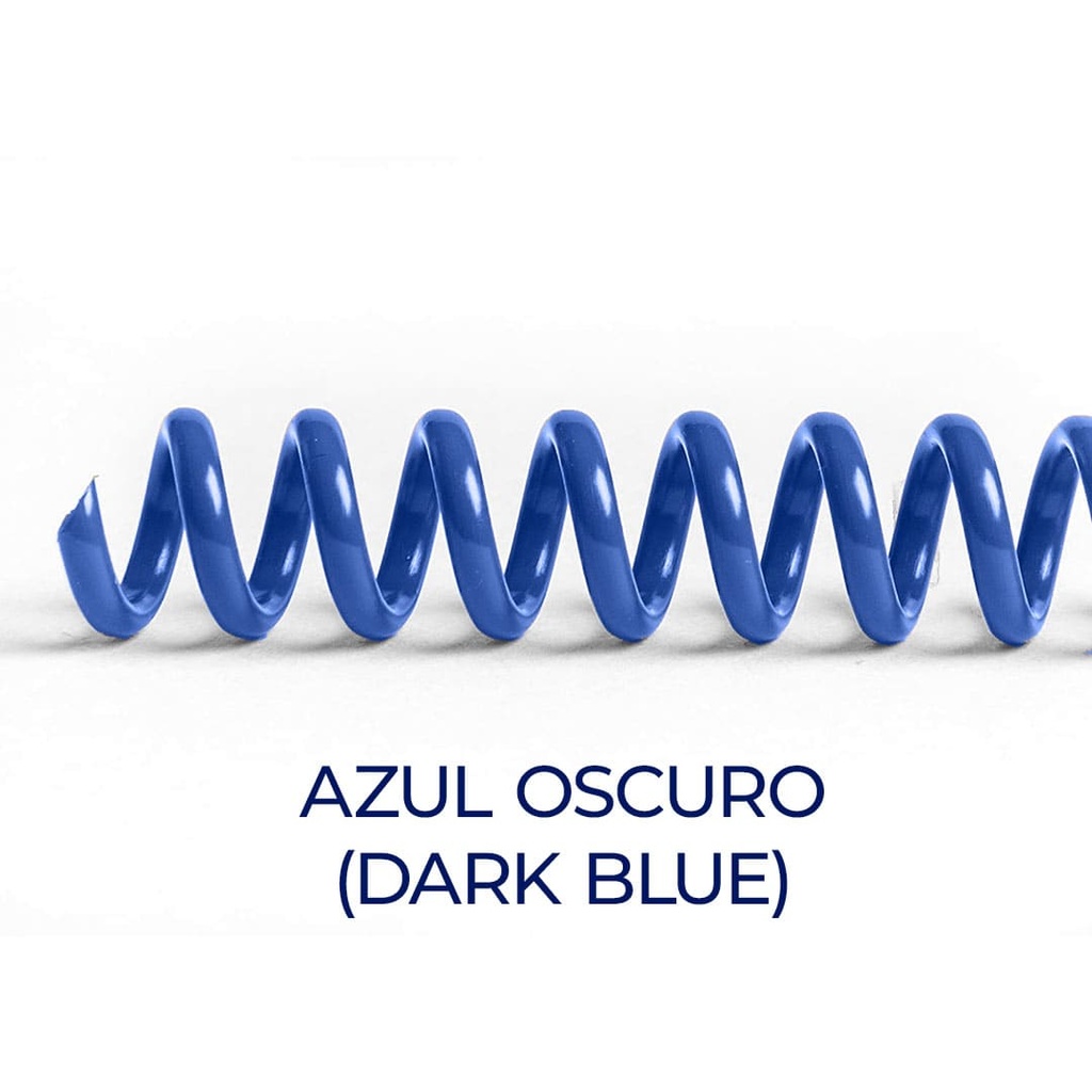 Espiral de encuadernación fabricado en plástico azul oscuro de 10 mm. de diámetro