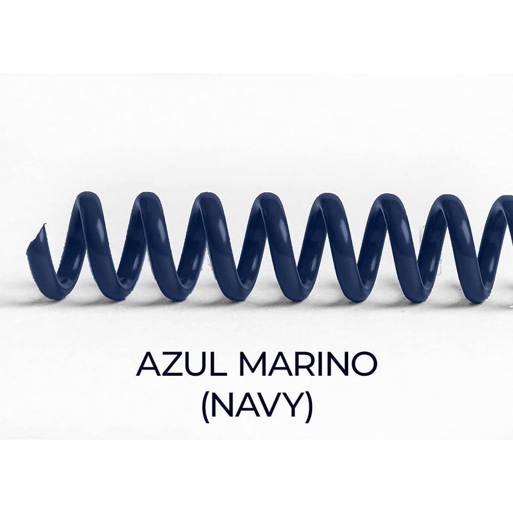 Espiral de encuadernación fabricado en plástico azul marino de 10 mm. de diámetro