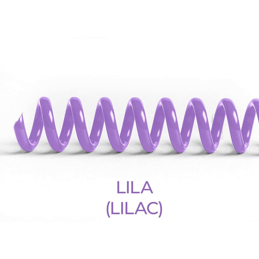 Espiral de encuadernación fabricado en plástico lila de 10 mm. de diámetro