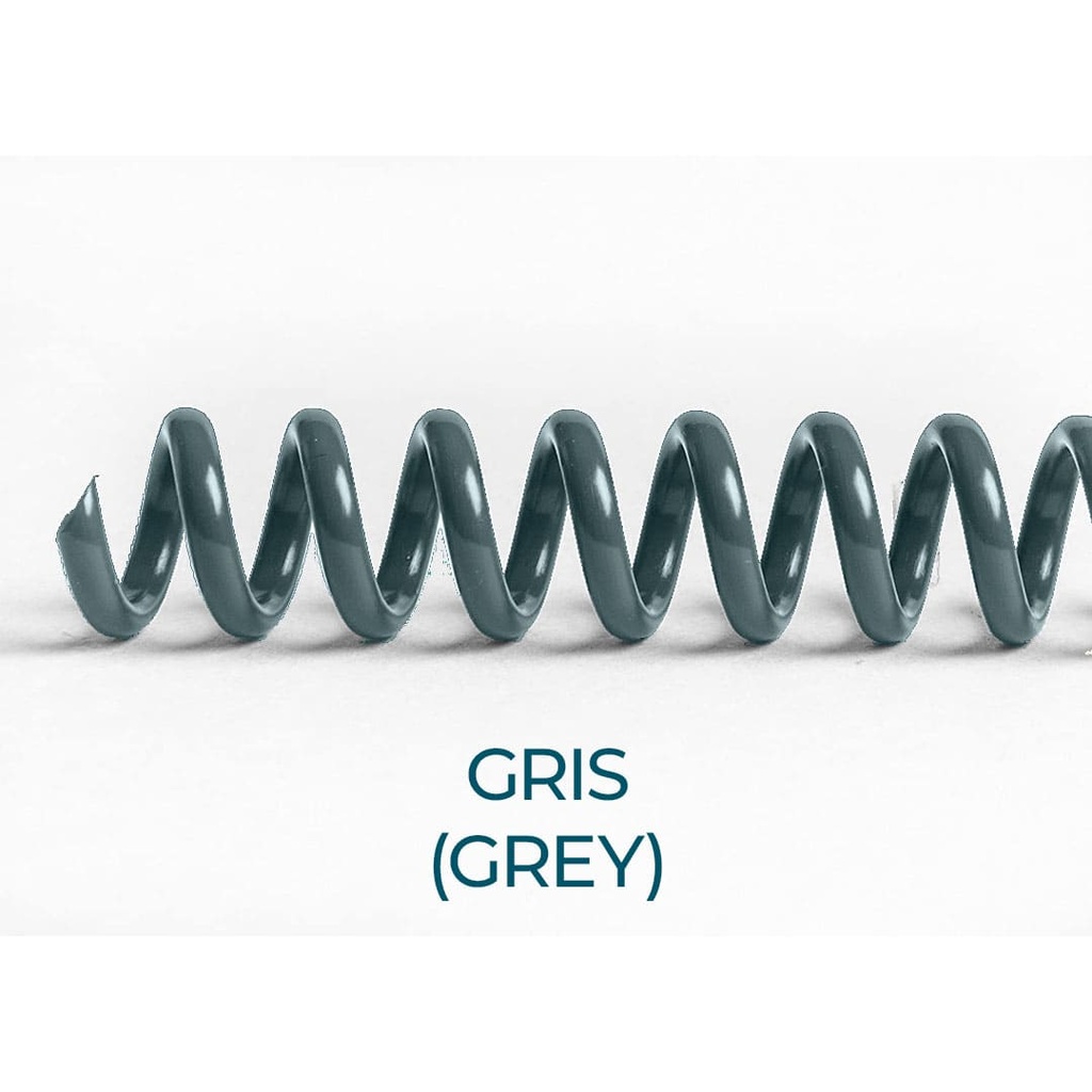 Espiral de encuadernación fabricado en plástico gris de 10 mm. de diámetro
