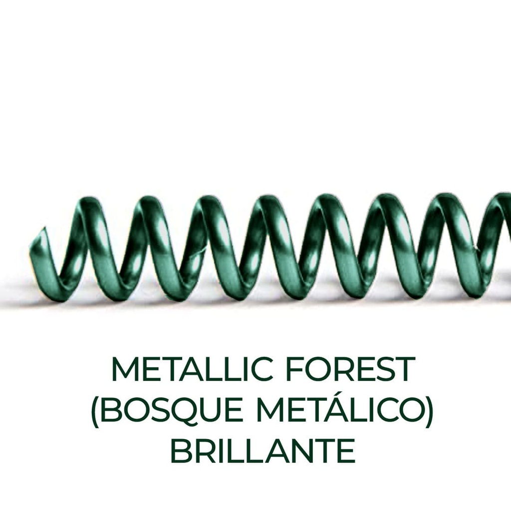 Espiral de encuadernación fabricado en plástico Metallic Forest verde metalizado oscuro de 10 mm. de diámetro