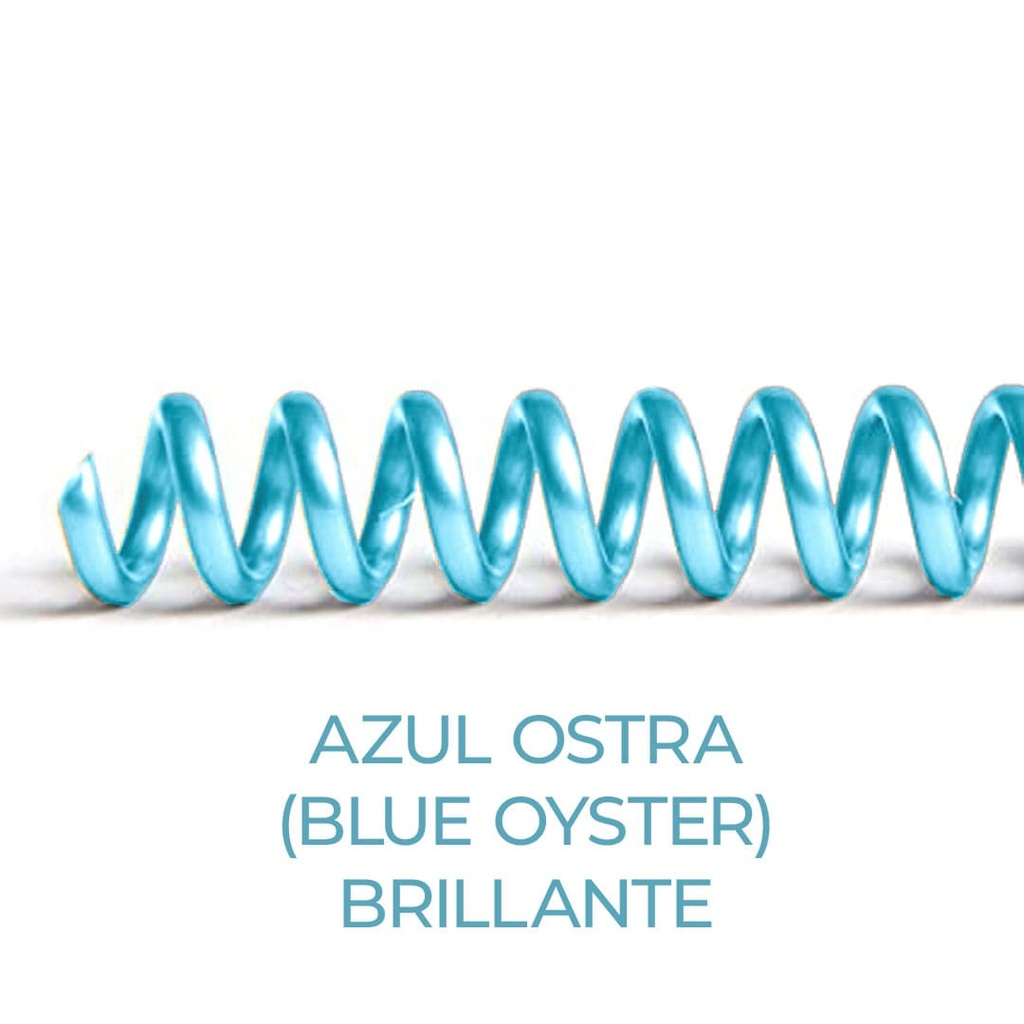 Espiral de encuadernación fabricado en plástico Blue Oyster azul ostra brillante de 10 mm. de diámetro