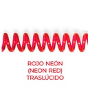 Espiral de encuadernación fabricado en plástico rojo neón traslúcido de 10 mm. de diámetro