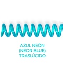 Espiral de encuadernación fabricado en plástico azul neón traslúcido de 10 mm. de diámetro