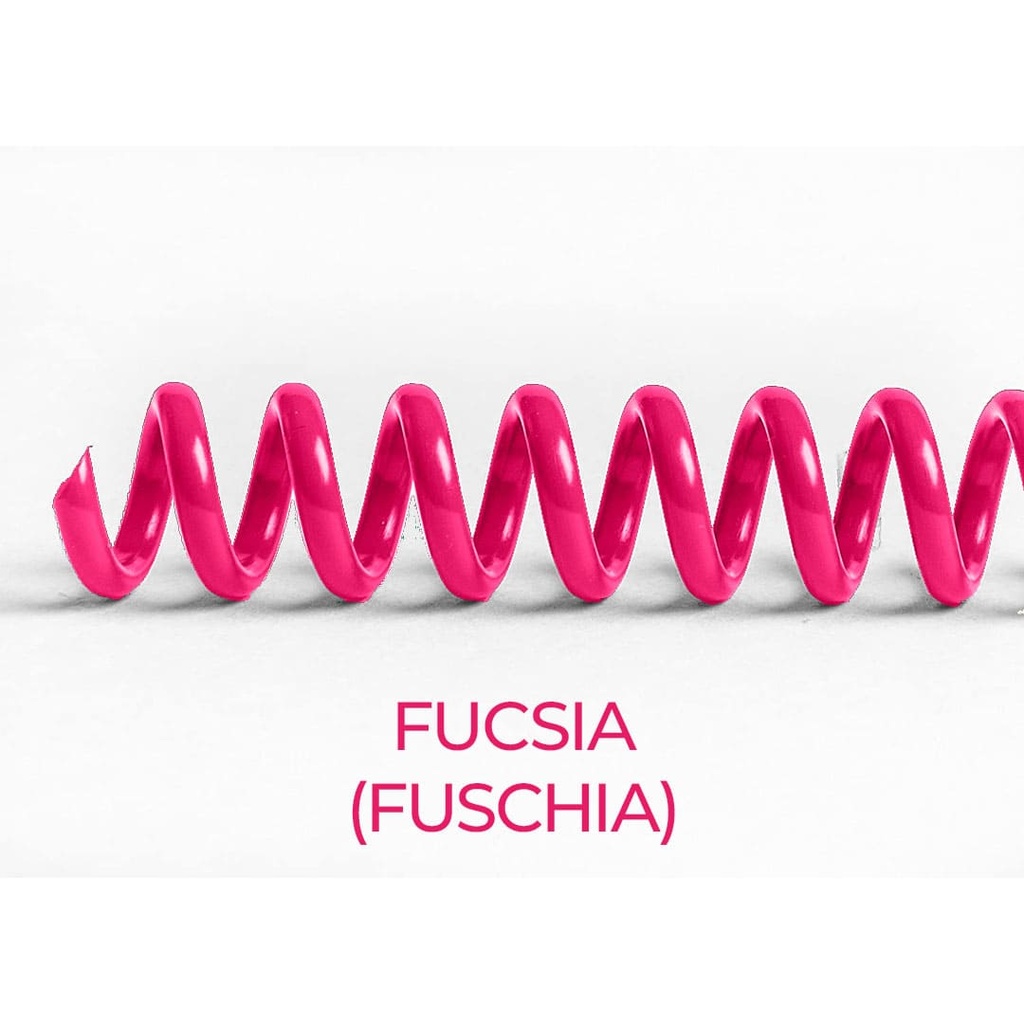 Espiral de encuadernación fabricado en plástico rosa fucsia chicle intenso de 12 mm. de diámetro