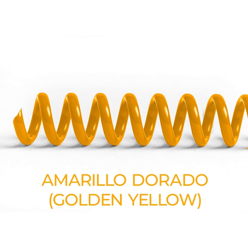 Espiral de encuadernación fabricado en plástico amarillo dorado de 12 mm. de diámetro