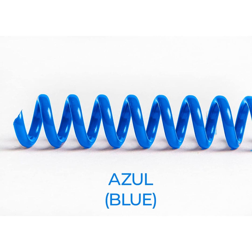 Espiral de encuadernación fabricado en plástico azul de 12 mm. de diámetro