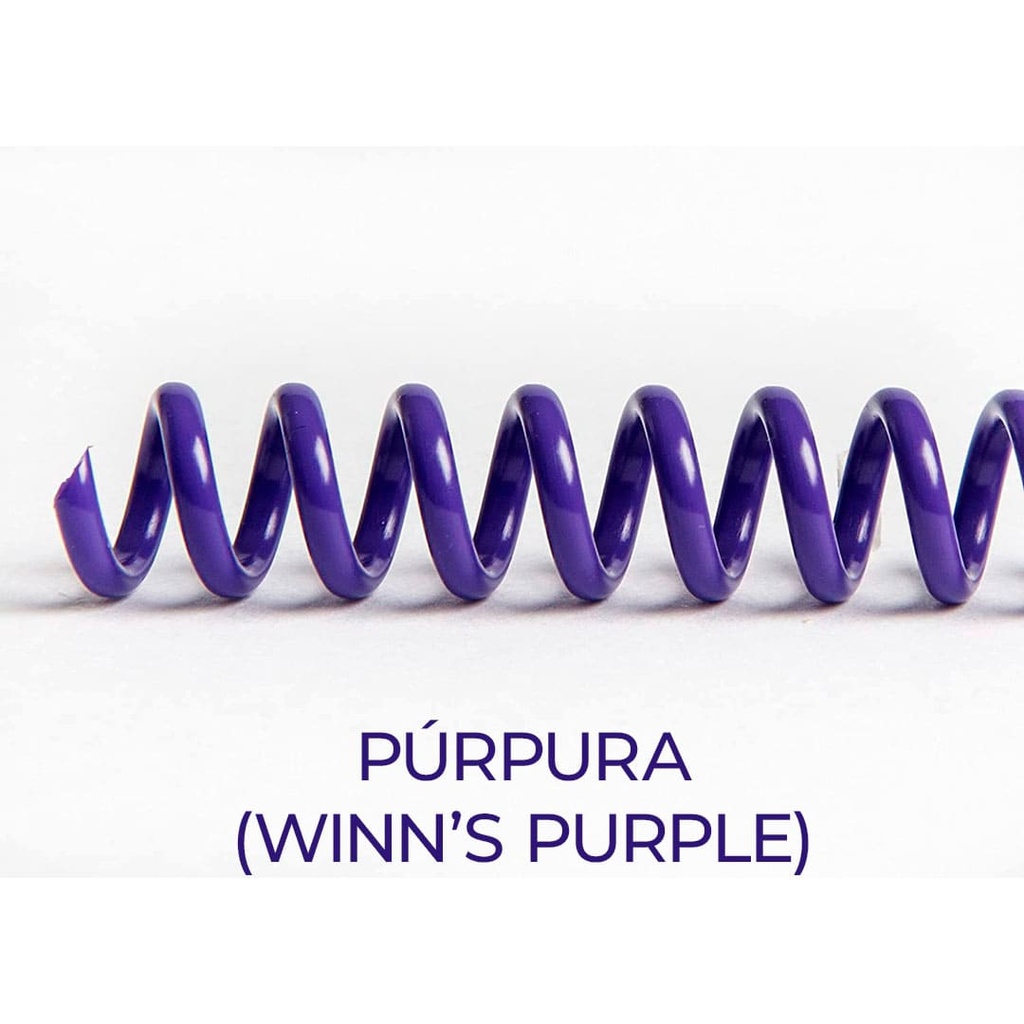 Espiral de encuadernación fabricado en plástico purpura de 12 mm. de diámetro