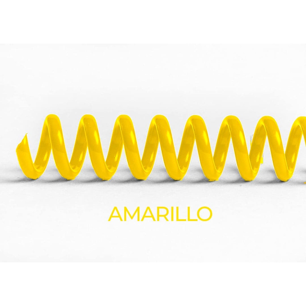 Espiral de encuadernación fabricado en plástico amarillo limón de 14 mm. de diámetro