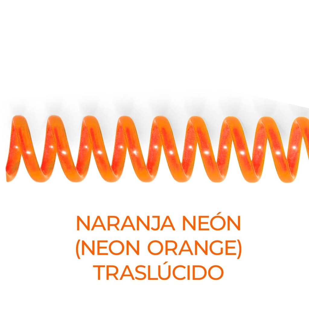 Espiral de encuadernación fabricado en plástico naranja neón traslúcido de 14 mm. de diámetro