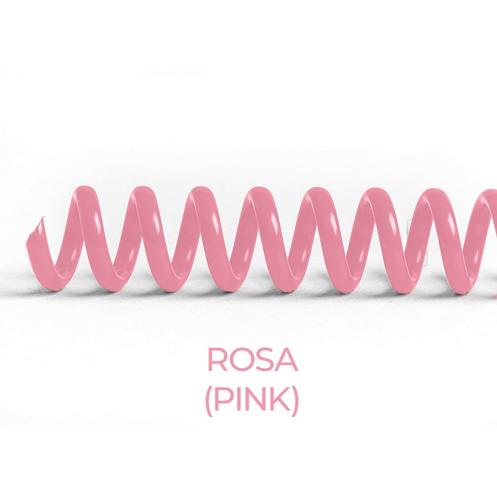 Espiral de encuadernación fabricado en plástico rosa palo pastel de 16 mm. de diámetro