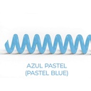 Espiral de encuadernación fabricado en plástico azul pastel de 16 mm. de diámetro
