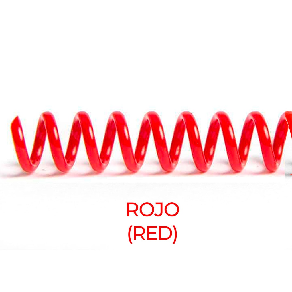 Espiral de encuadernación fabricado en plástico rojo de 18 mm. de diámetro