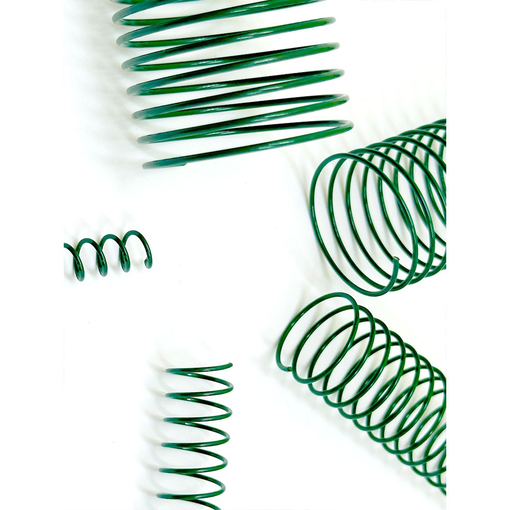 Espiral metálica verde de 10 mm de diámetro para encuadernar al mejor precio en Asturalba