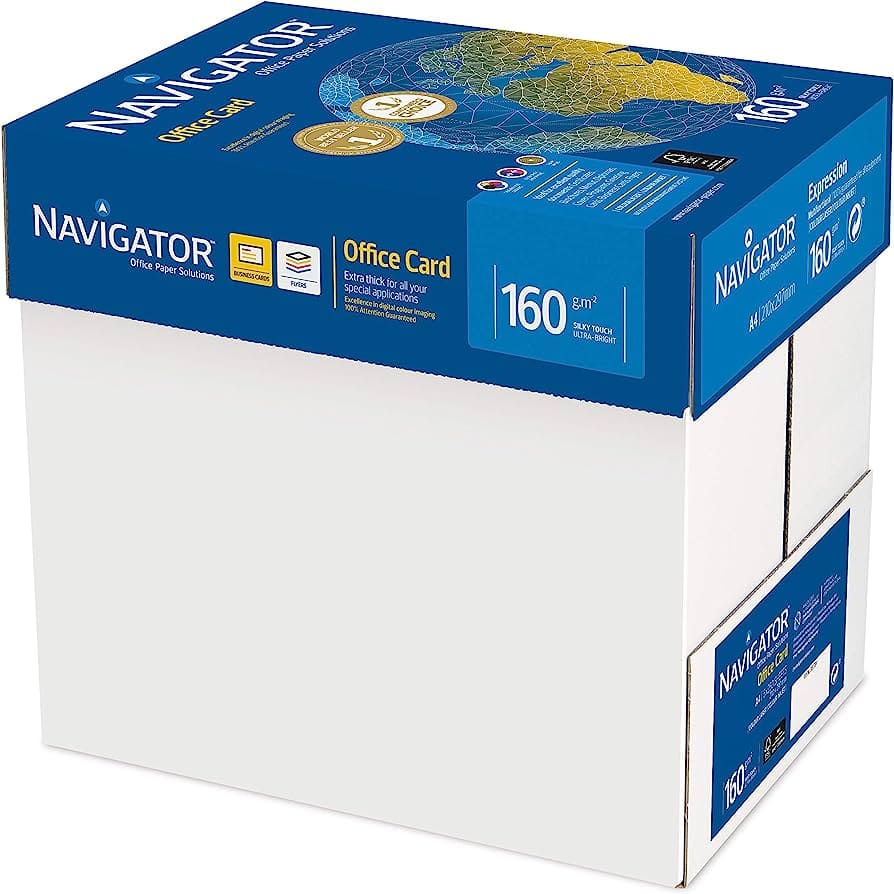 Caja con 5 paquetes de 250 hojas papel de 160 gramos Navigator Office Card