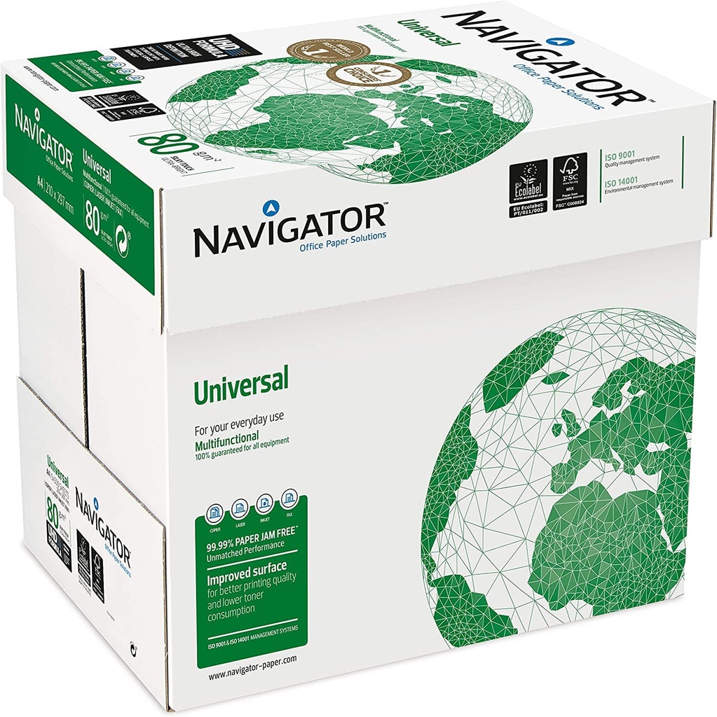 Caja de papel DIN-A4 de 80 gramos Navigator Universal estándar