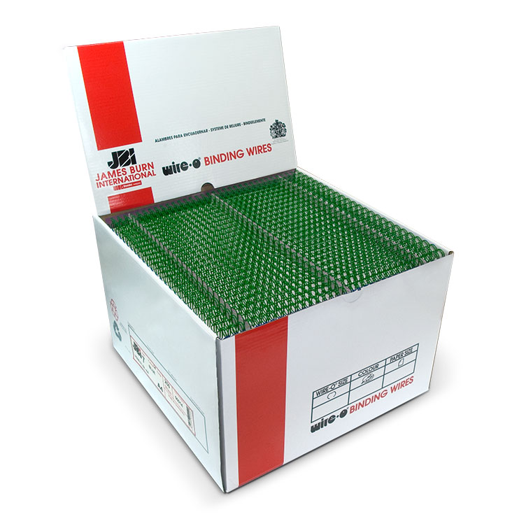 Caja de wire-O JBI en color verde