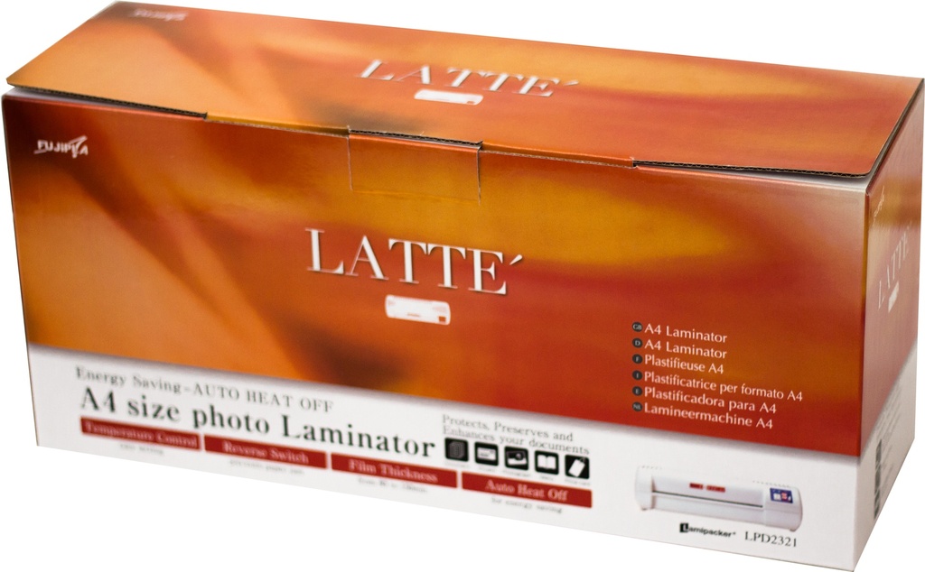 Plastificadora térmica Fujipla Latte A4 en caja de embalaje