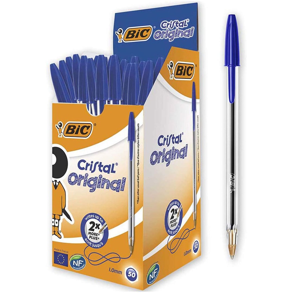 Caja de 50 bolígrafos BIC Cristal azul