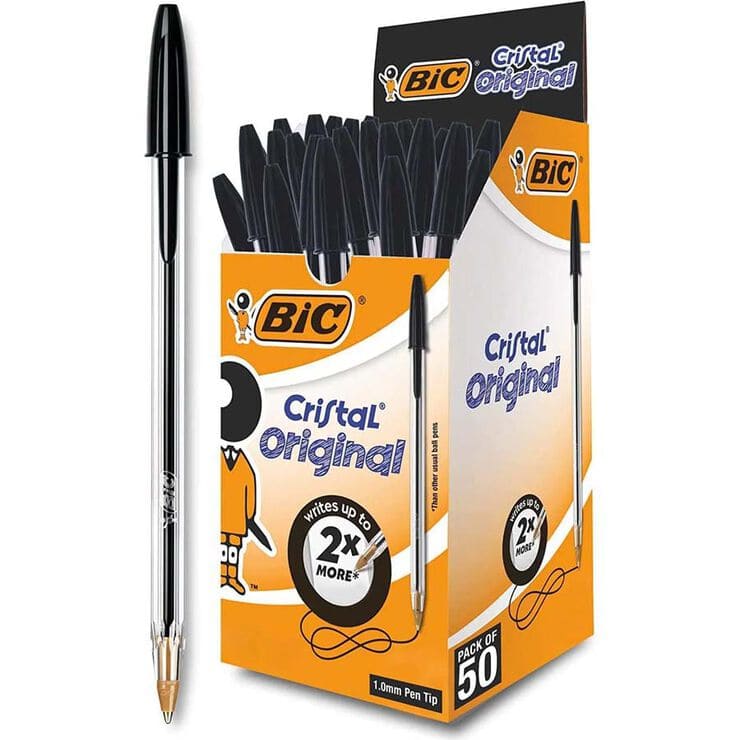 Caja de 50 bolígrafos BIC Cristal negro