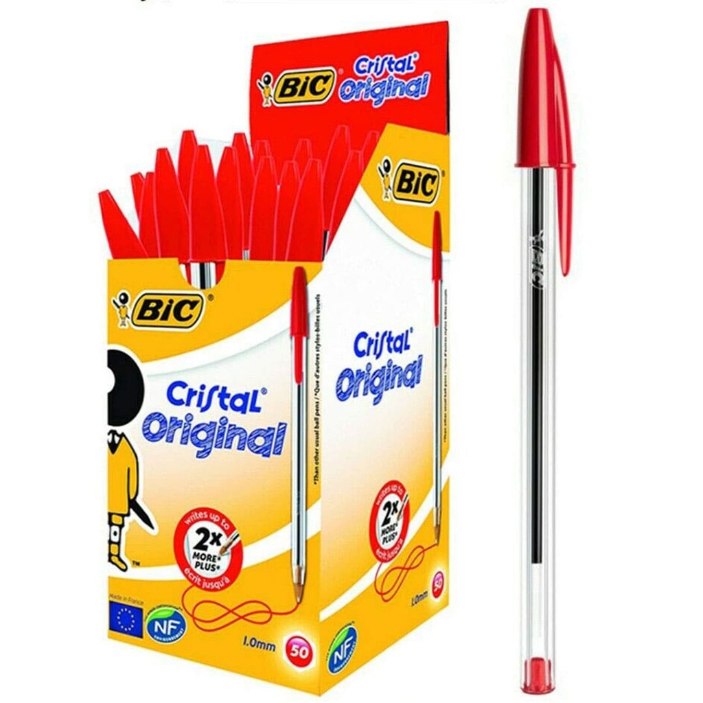 Caja de 50 bolígrafos BIC Cristal rojo