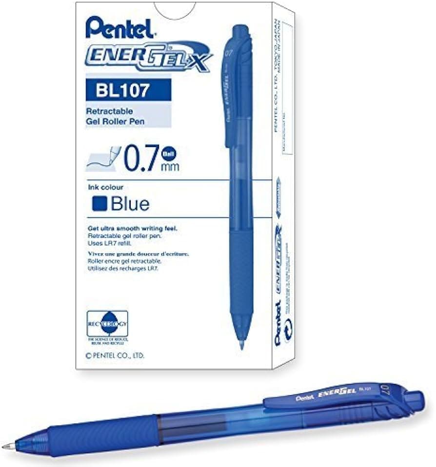 Caja de 12 bolígrafos Pentel Energel azules
