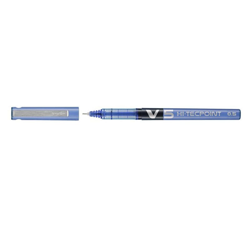 Caja de 12 bolígrafos tipo rotulador roller de tinta líquida Pilot V5 en color azul