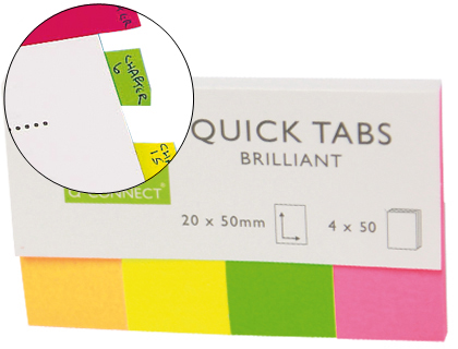 Banderitas señalizadoras de 4 colores neón 20 x 50 mm Quick Tabs