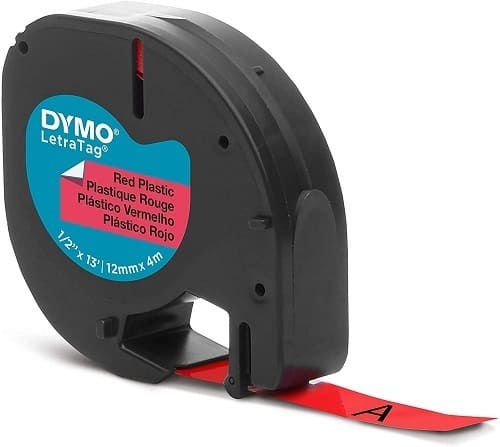 Cinta de rotuladora Dymo Letratag Plastic Red 12 mm x 4 m