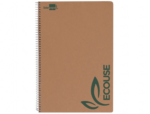 Cuaderno de espiral Folio cuadriculado 80 hojas de papel reciclado Ecouse