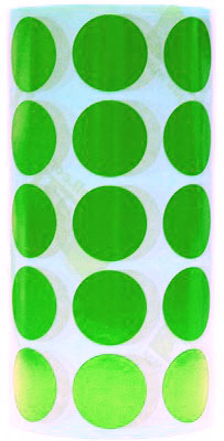 Rollo de gomets circulares verdes de 20 mm Kids Apli