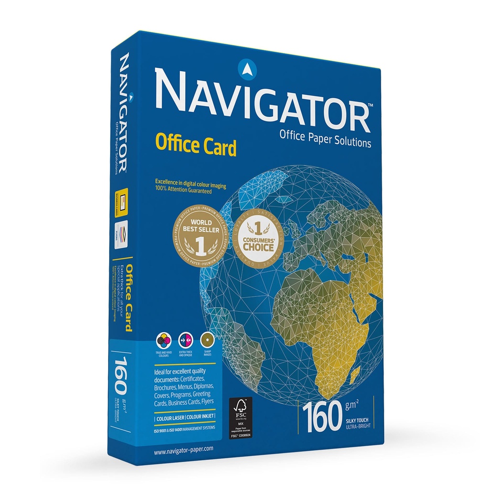 Papel A4 160 g/m² Navigator Office Card (Paquete de 250 hojas)