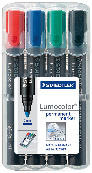 Rotuladores permanentes de 4 colores Lumocolor Staedtler