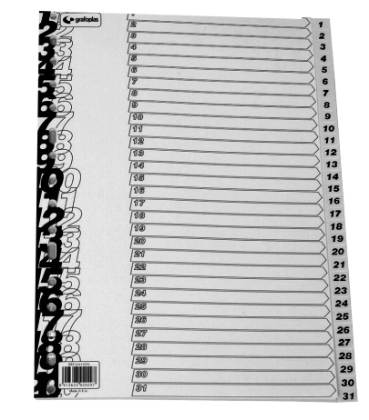 Separadores de plástico numerados 1-31 Folio