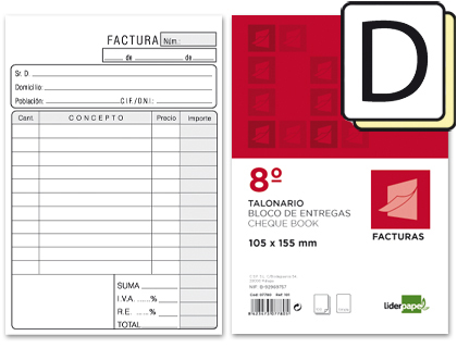 Talonario Facturas 1/8 duplicado T200 Liderpapel