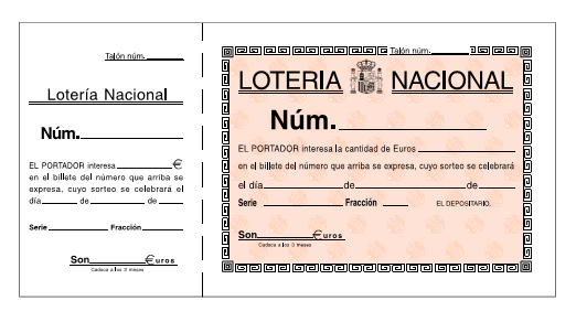 Talonario Lotería 110 x 205 mm con matriz T-15 Loan