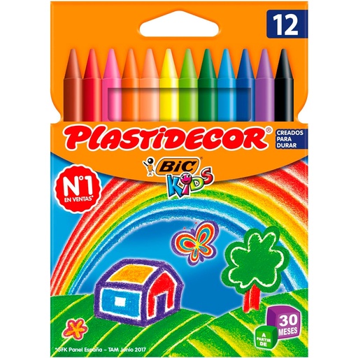 Lápices de cera Plastidecor de 12 colores