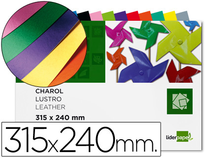 Bloc de 10 hojas de papel charol  de colores 315 x 240 mm.