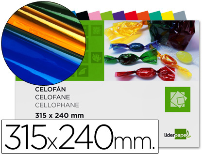 Bloc de papel celofán de colores variados 315 x 240 mm.