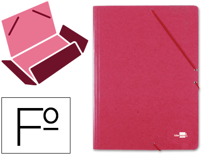 Carpeta de cartón con tres solapas Folio roja